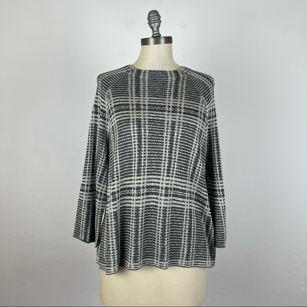 Eileen Fisher Windowpane Boatneck Sweater